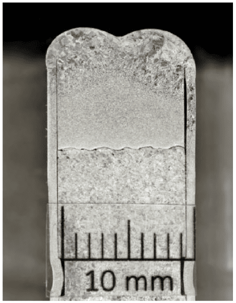 Macro examination with 3.5% magnification of cladded tubesheet.