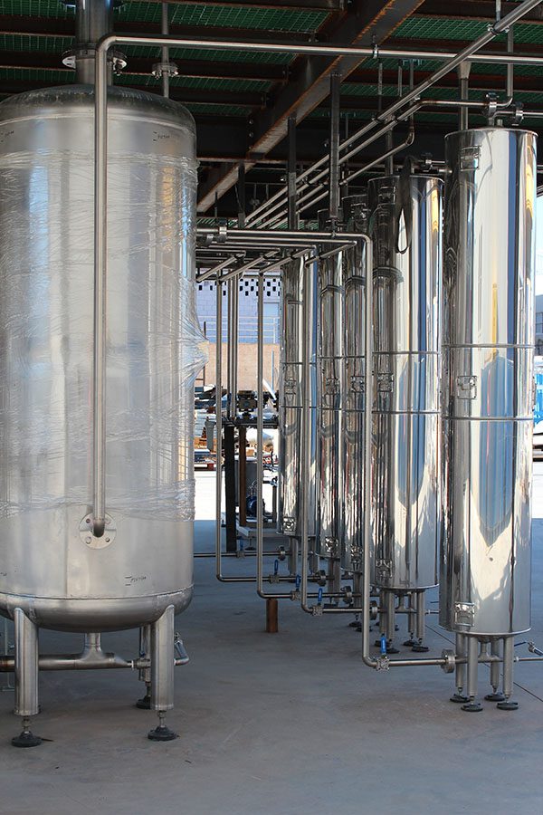 The evaporator & crystalliser includes 19 tanks and 15 heat exchangers of different sizes