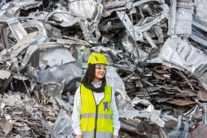 Lida Faramarzi at Alleima’s “secondary material” yard.