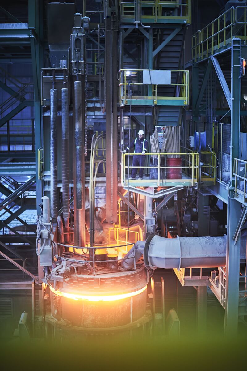 Electric Arc Furnace operating at Outokumpu’s mill in Calvert, USA.