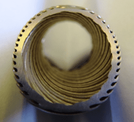 Fig. 1. Thermo-B tube with internal helical microfins and outside boiling enhancement. Image courtesy of NEOTISS.