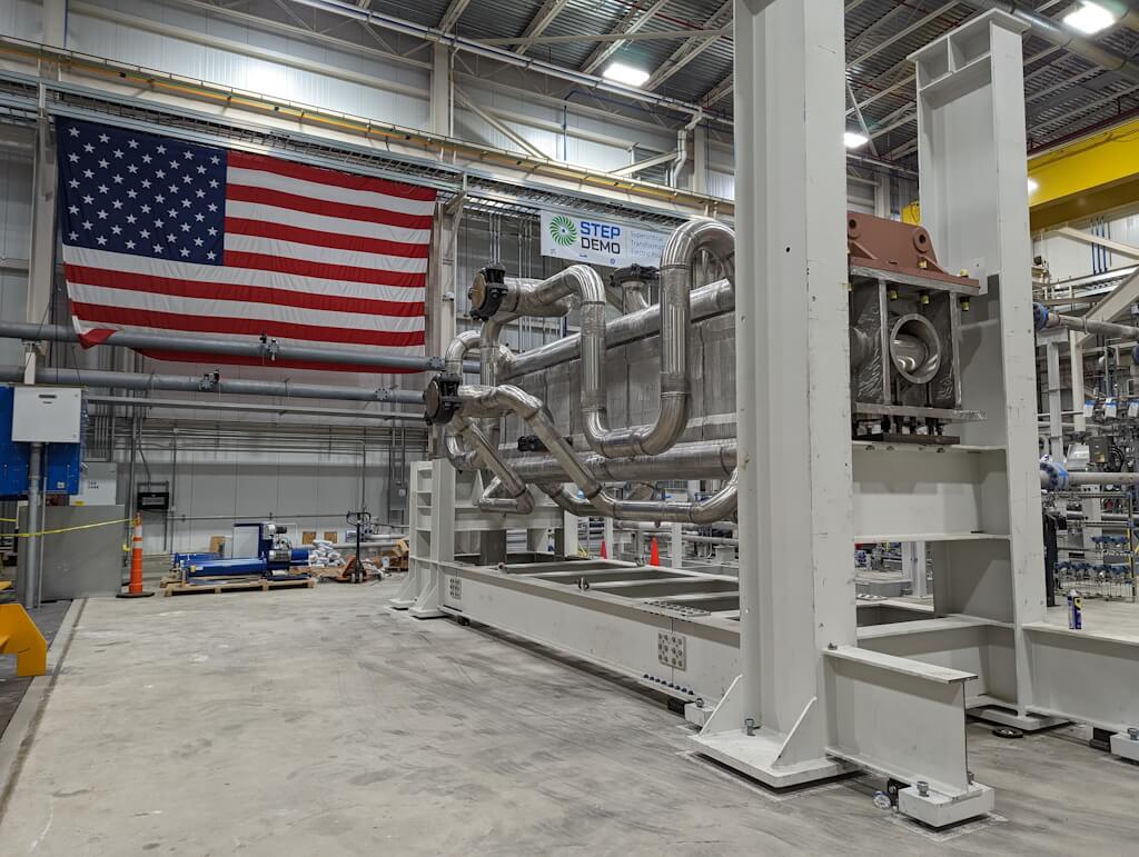 Heatric “HTR” (High Temperature Recuperator) PCHE in a support frame at the 10 MWe STEP Demo project in San Antonio, Texas in 2023 (www.STEPdemo.us).