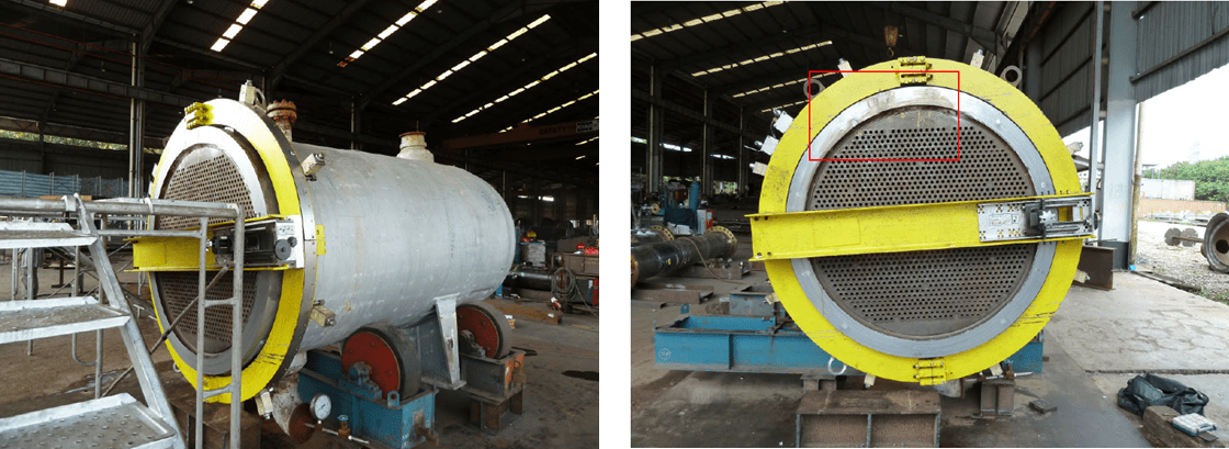 Figure 4. General view of E-02A tubesheet cross section after cutting at CS02.