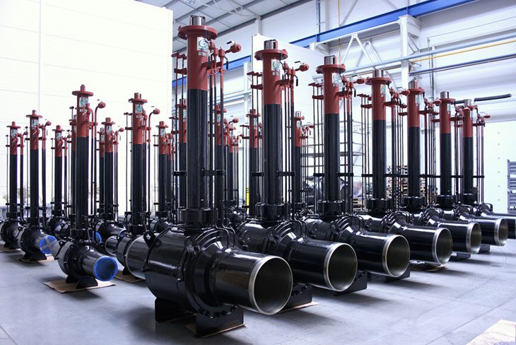 The valves were fitted with extended stems for remote operation once buried