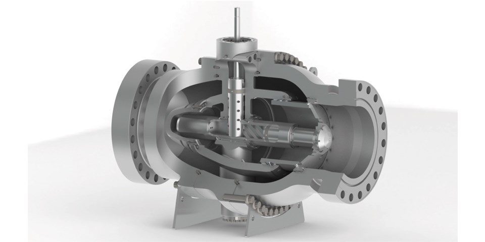 Cut-away diagram of an axial flow valve