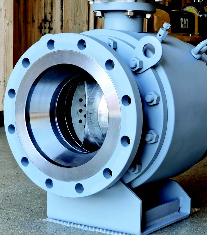 Figure 4: kicker valve -10” ball valve with custom trim for flow control. Photo ©DAFRAM
