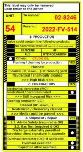 Metal tags with sections that can be punched out facilitate the safe handling of valves during overhaul