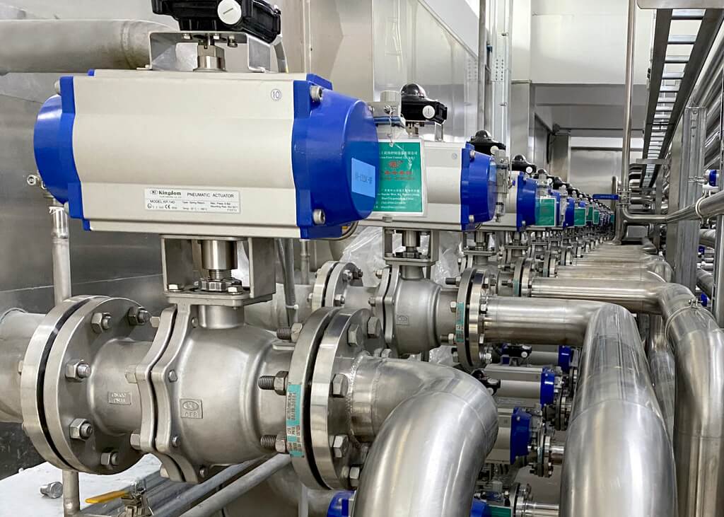 Automation application with KI ball valves and KI pneumatic actuator.
