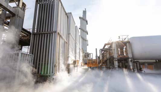 An outside industrial unit with tanks and vaporizers