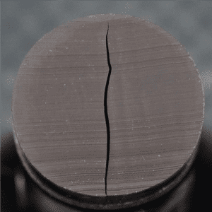 Figure 3: Crack in O-ring following RGD testing in 100% hydrogen.