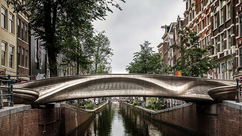 Every year, MX3D creates unique WAAM items that help to push back technological boundaries. This 3D printed stainless steel bridge has been installed across one of Amsterdam’s most famous canals