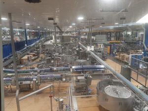 All equipment in the massive pasteurisation and packaging facility is constructed of stainless steel.