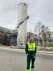 Pictured is the strativication tank for the heat pump (heat recovery) project