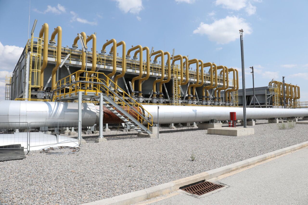 Pipes at the Kipoi Compressor Station along the Trans Adriatic Pipeline (TAP) pipeline, June 2023. Photo: Trans Adriatic Pipeline