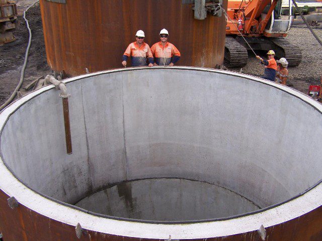 Liner segments being installed