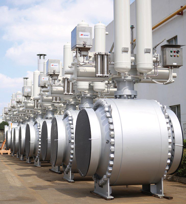 40” 600LB Pneumatic-Hydraulic Ball Valves.