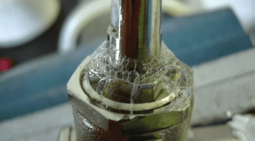 Stem seal failure after a few operational cycles at room temperature.