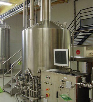 Mash and wart kettle, with computer console in the foreground