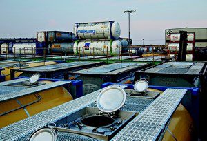 Tank containers use stainless steel for a variety of applications besides the main tank, including walkways, hatches and valves. © IMOA/Nicole Kinsman