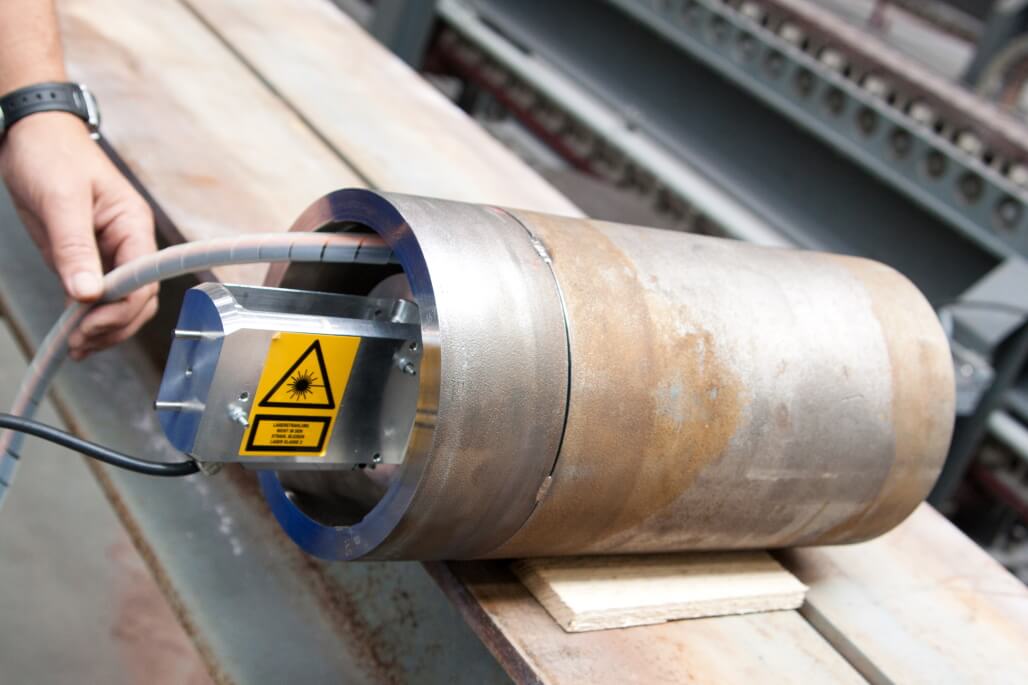 Manually determining the geometry of the pipe ends using callipers.