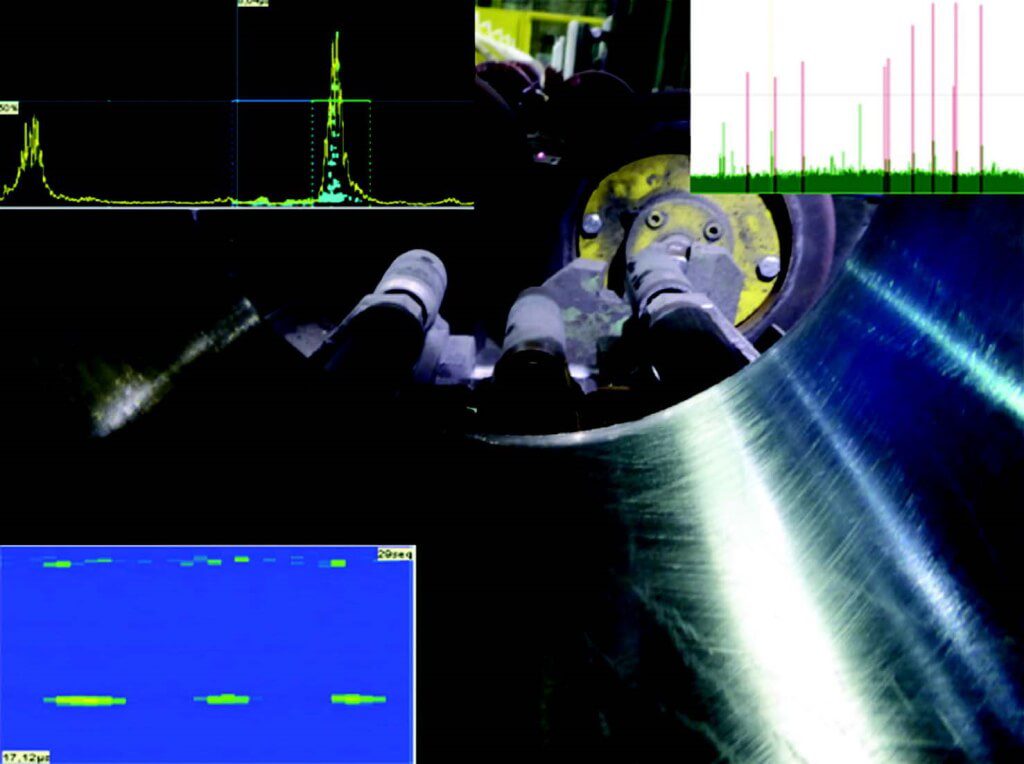 Figure 1. Ultrasonic testing: semi immersion method while applying POD method.