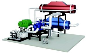 The BASF-MAN heat pump being installed in Ludwigshafen will enable the production of steam using electricity from renewable sources.