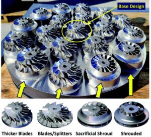 A 3D-printing trial build with multiple impeller designs for an AORB
