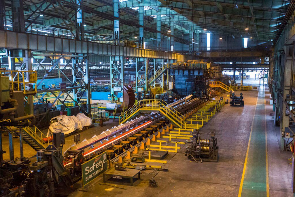 Interior of a hot strip mill at JSW, India. Photo by Worldsteel; Bernal Revert/BR&U.