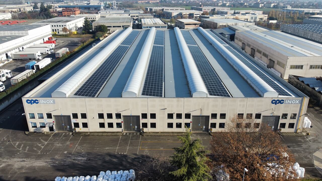 An aerial view of the massive CPC Inox warehouse facilities, where over 50,000 tonnes of stock is stored ready for rapid delivery to customers.