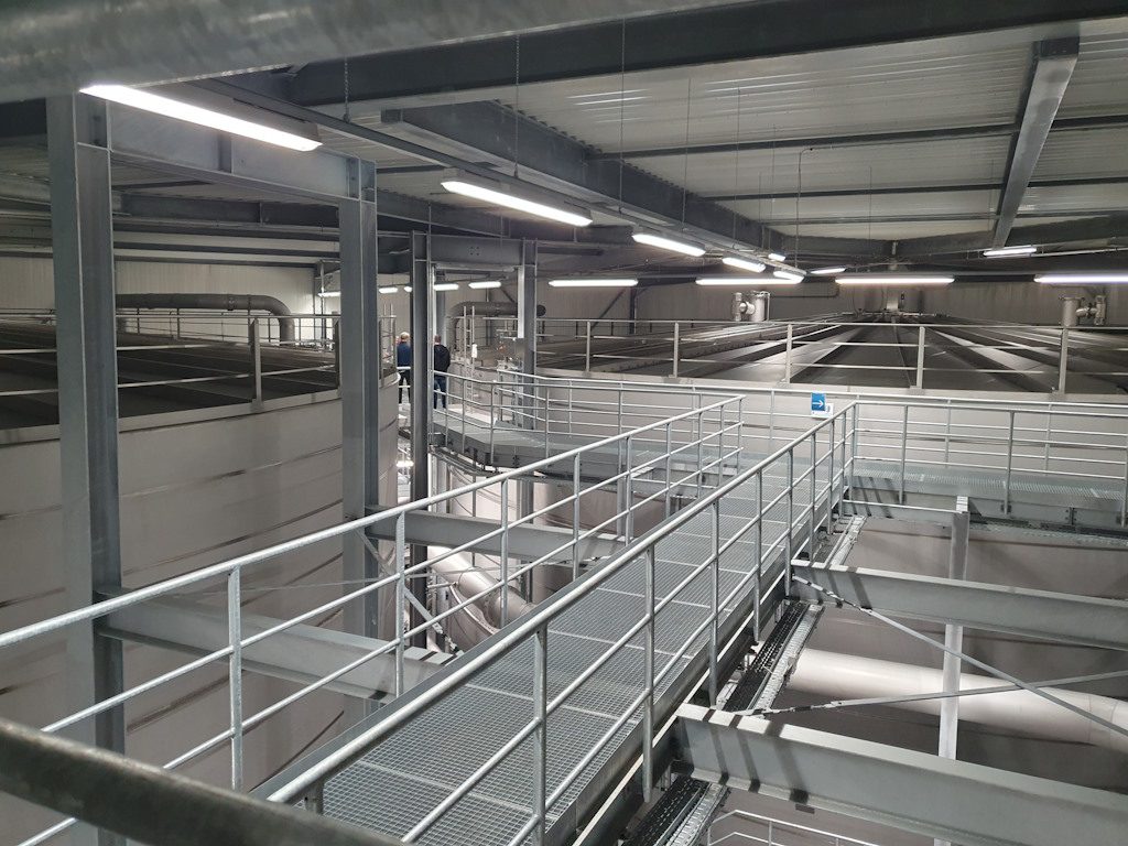 The upper operating level of the huge tank installation.