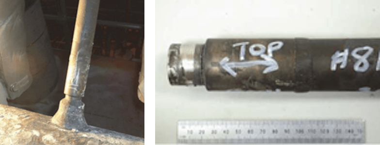 Figure 3a. Crack of alloy 800HT inlet pigtail Figure 3a. Crack of alloy 800HT inlet pigtail