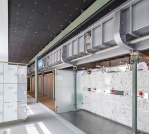 Type 316L stainless steel resists corrosion in therapy pools with higher temperatures and disinfection levels. Photo © Sergio Grazia/Seine Design