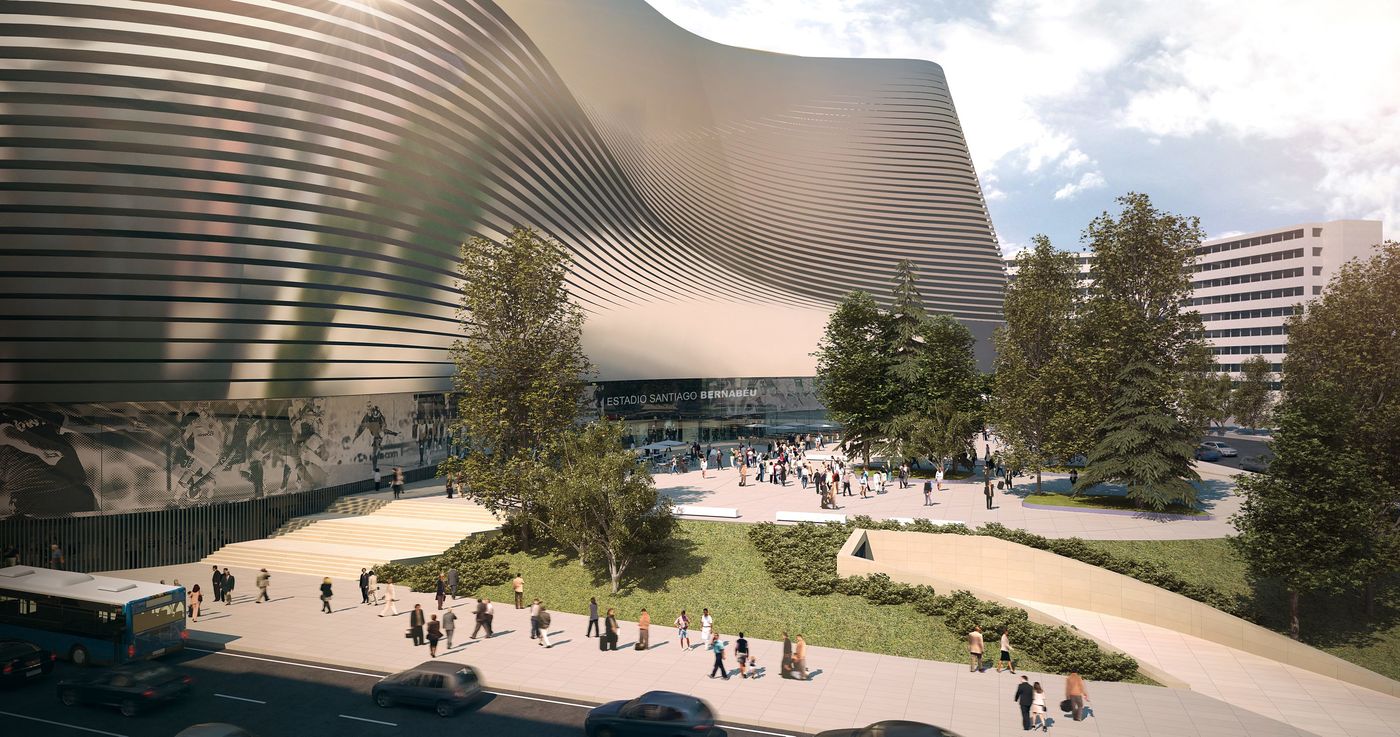 Neugestaltete Freiflächen vor dem Estadio Santiago Bernabéu